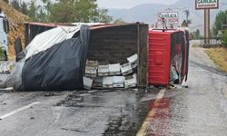 Arı Yüklü Kamyon Devrildi.. 2 Kişi Yaralandı