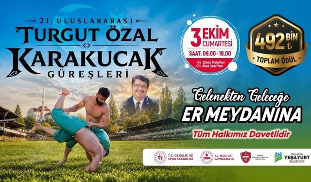 21'inci Uluslararası Turgut Özal Güreşleri 3 Ekim'de